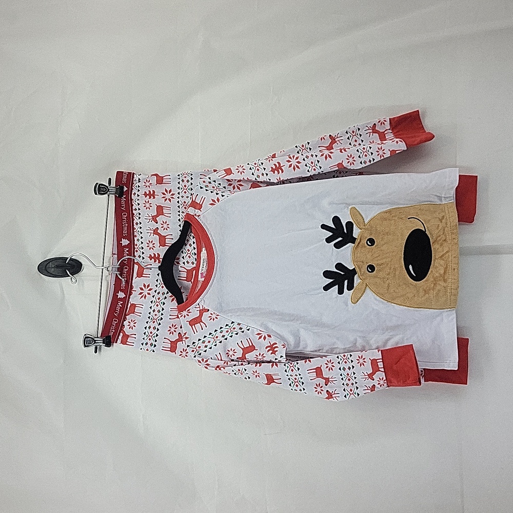VOGUE FASHION White Red Reinder Christmas Pajama Set - Size 130 / 8